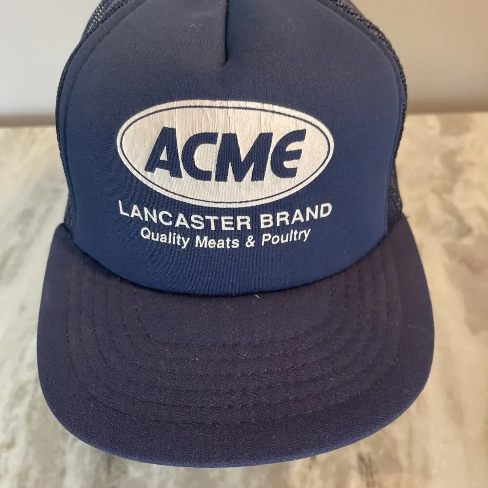 Vtg 1980’s Trucker Hat Snapback Cap ACME Food Service Lancaster Brand Rare 9